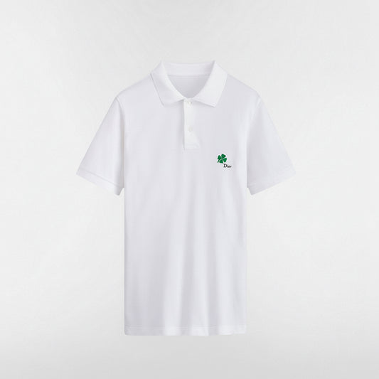 Dior Polo Shirt with Dior Clover Embroidery “White Cotton Piqué”