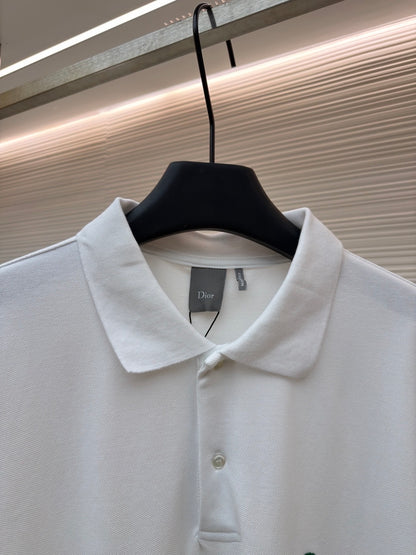 Dior Polo Shirt with Dior Clover Embroidery “White Cotton Piqué”
