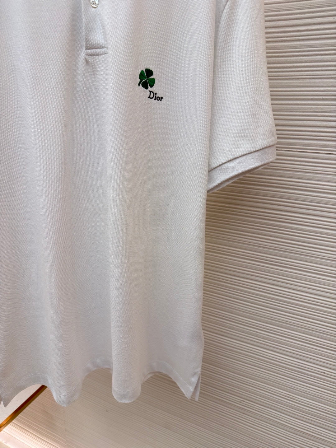 Dior Polo Shirt with Dior Clover Embroidery “White Cotton Piqué”