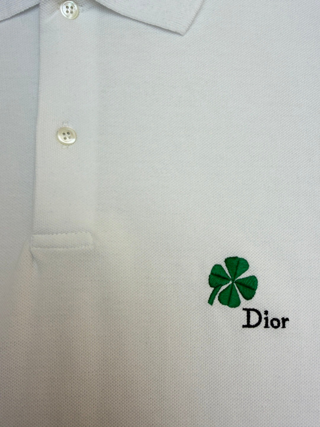 Dior Polo Shirt with Dior Clover Embroidery “White Cotton Piqué”