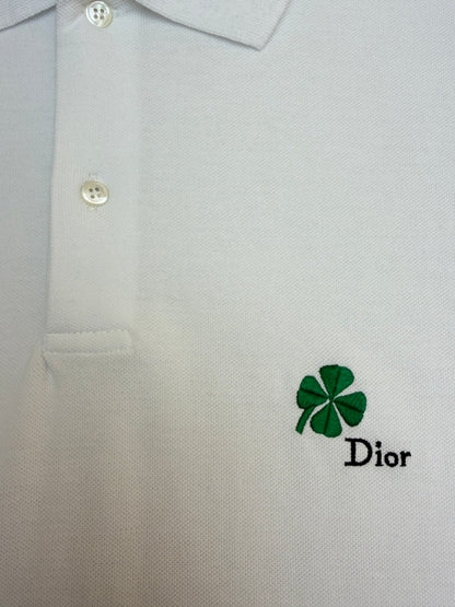 Dior Polo Shirt with Dior Clover Embroidery “White Cotton Piqué”