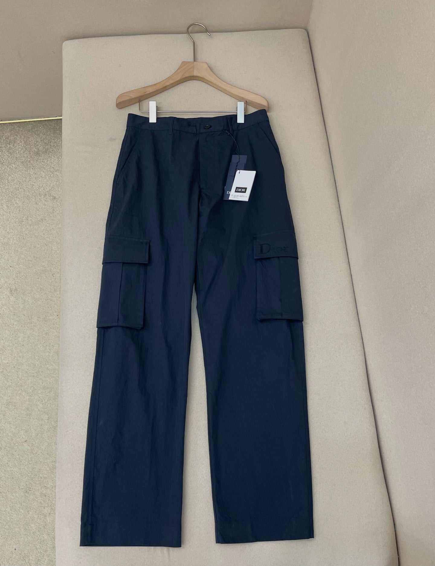 Cargo Pants with Dior Embroidery “Blue Virgin Wool Twill”