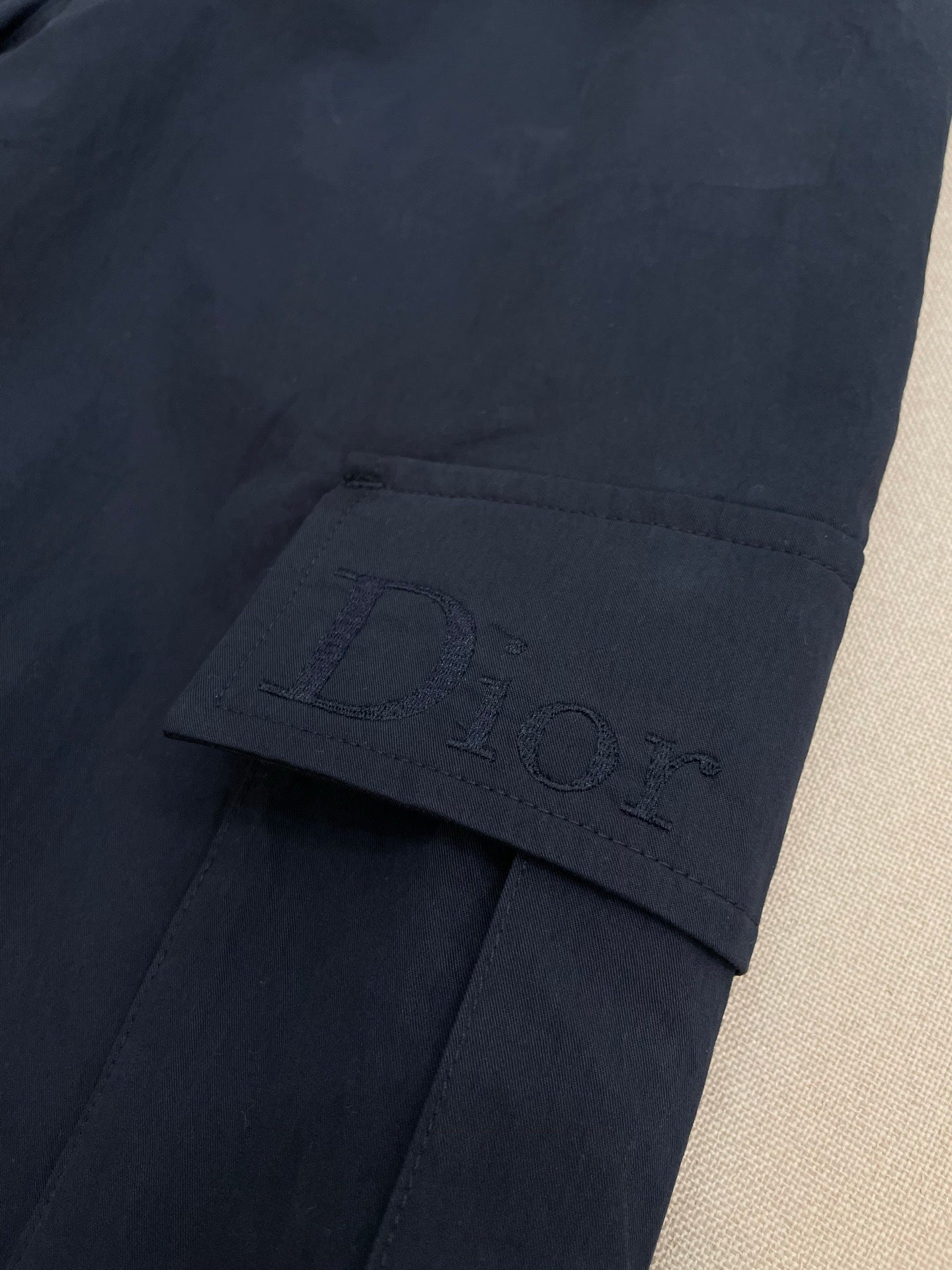 Cargo Pants with Dior Embroidery “Blue Virgin Wool Twill”