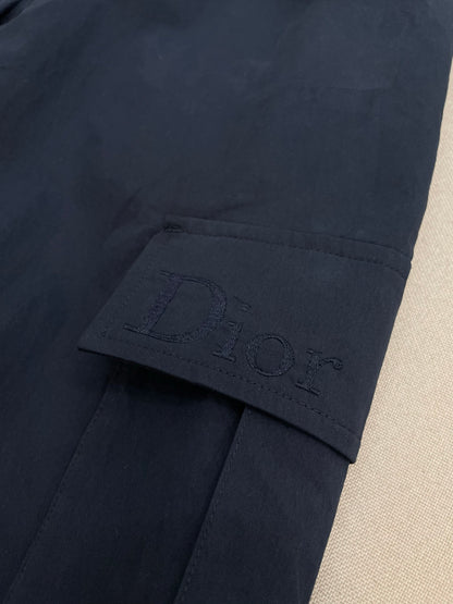 Cargo Pants with Dior Embroidery “Blue Virgin Wool Twill”