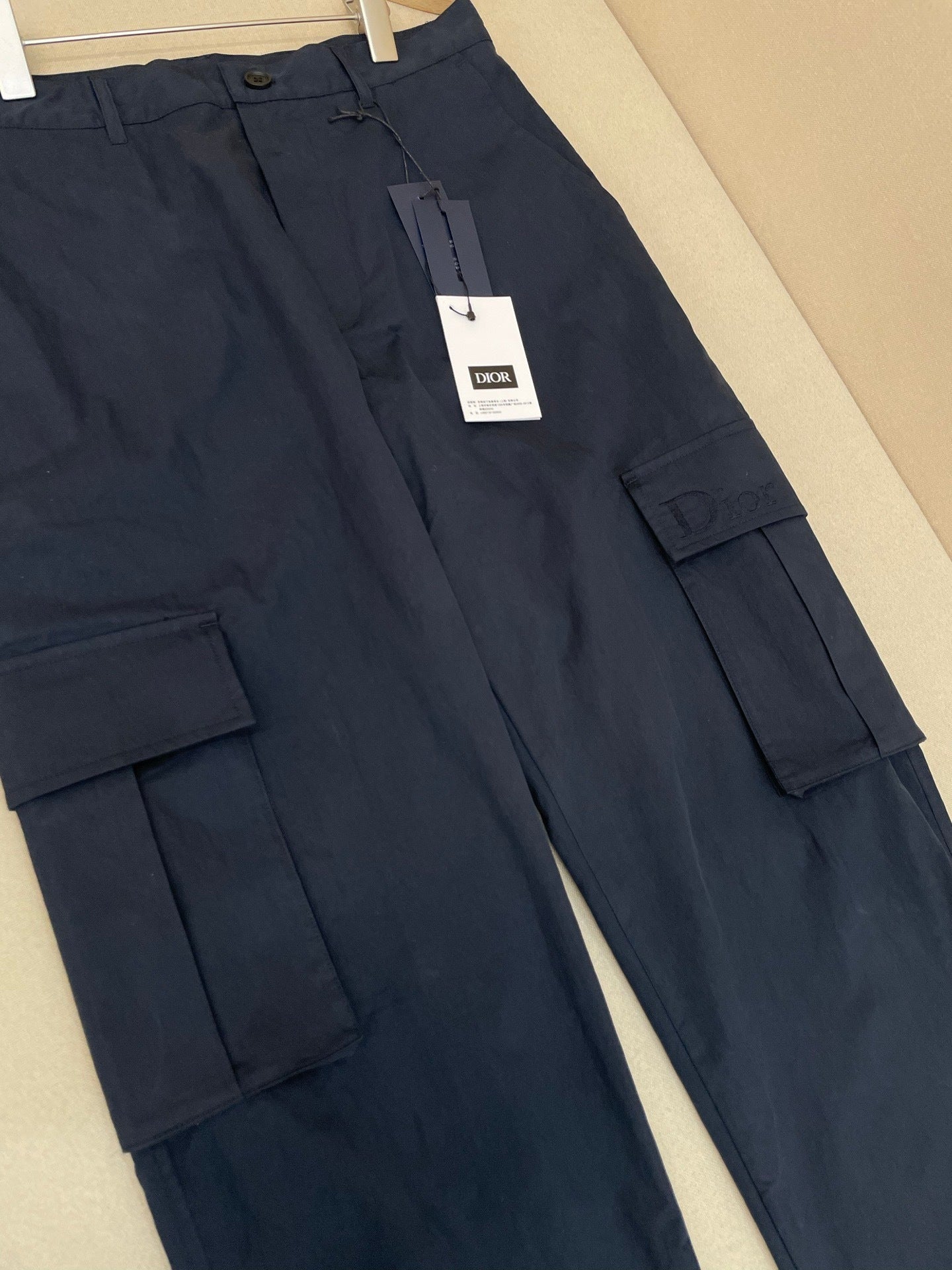 Cargo Pants with Dior Embroidery “Blue Virgin Wool Twill”