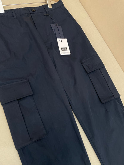 Cargo Pants with Dior Embroidery “Blue Virgin Wool Twill”