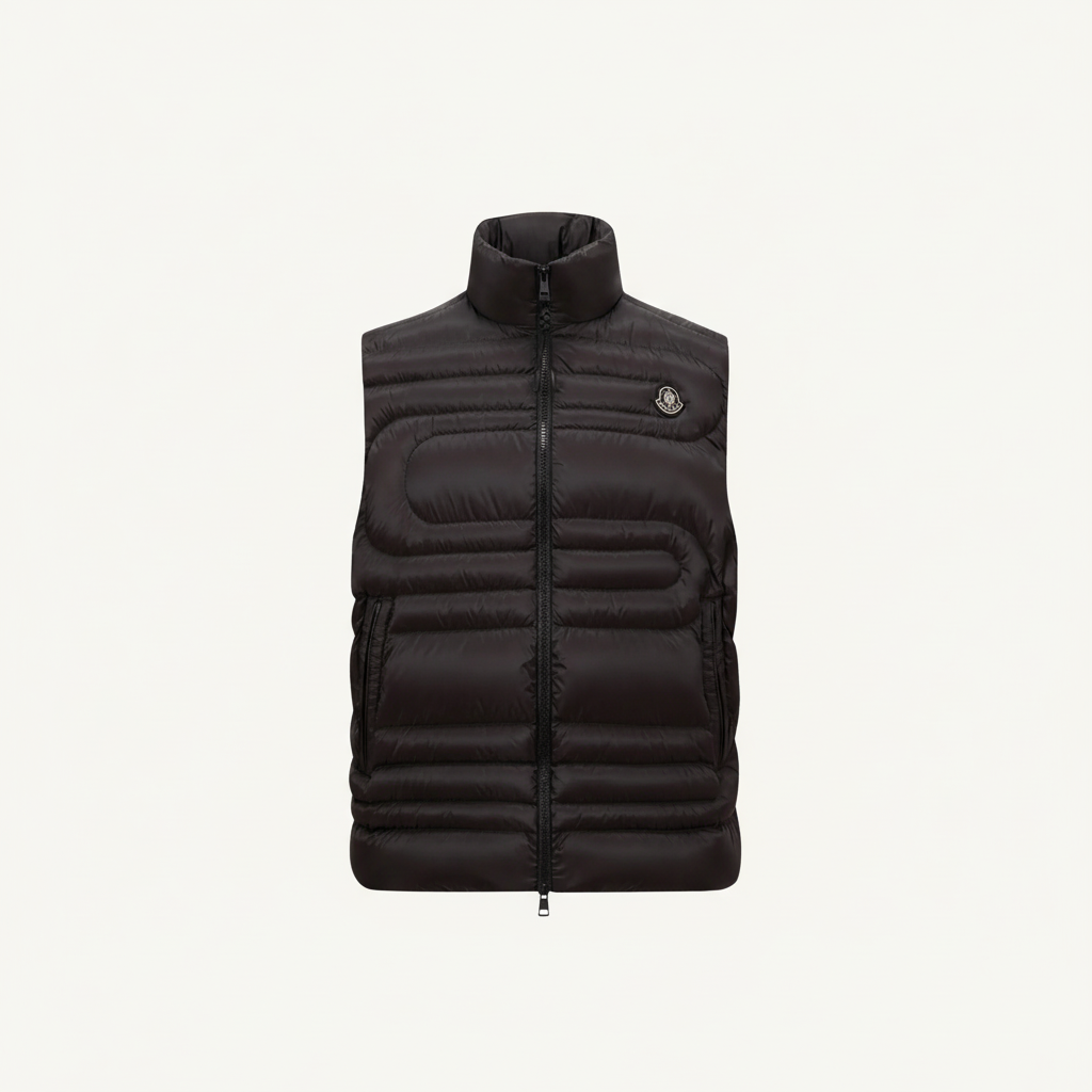 Moncler Emeishan Snake-Quilted Down Vest "Black"