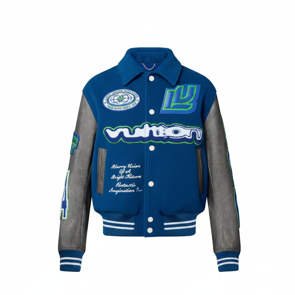 Louis Vuitton Embroidered Varsity Blouson "Grey-Blue"