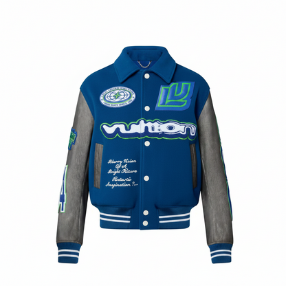 Louis Vuitton Embroidered Varsity Blouson "Grey-Blue"