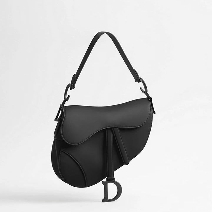 Dior Mini Saddle Bag with Strap "Black Ultramatte Calfskin"