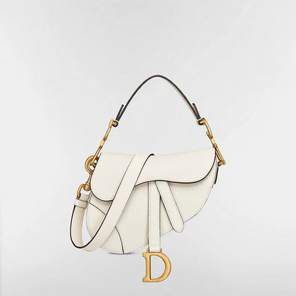Dior Mini Saddle Bag with Strap "Latte Grained Calfskin"