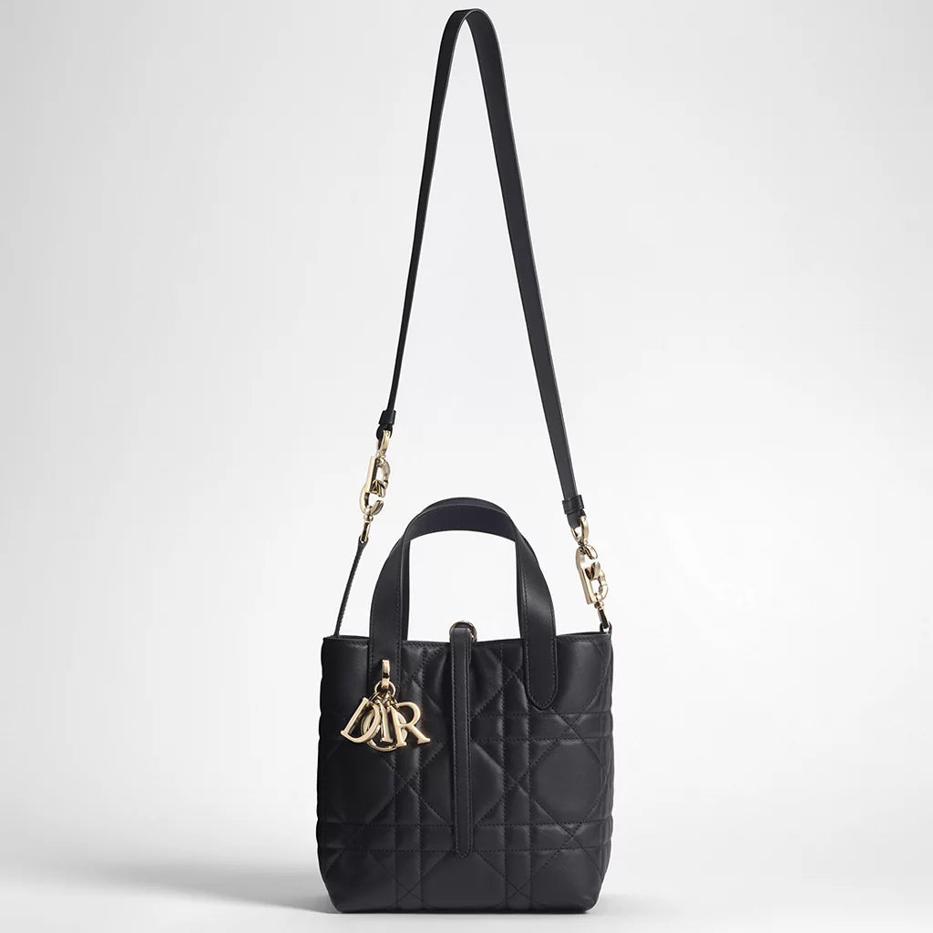 Dior Small Dior Toujours Vertical Tote Bag "Black Macrocannage Calfskin"