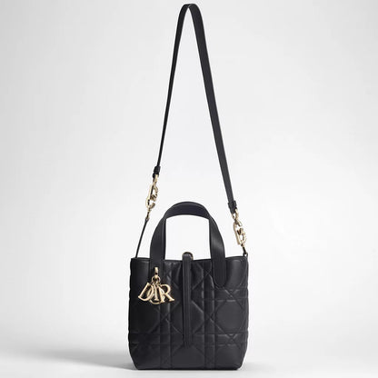Dior Small Dior Toujours Vertical Tote Bag "Black Macrocannage Calfskin"