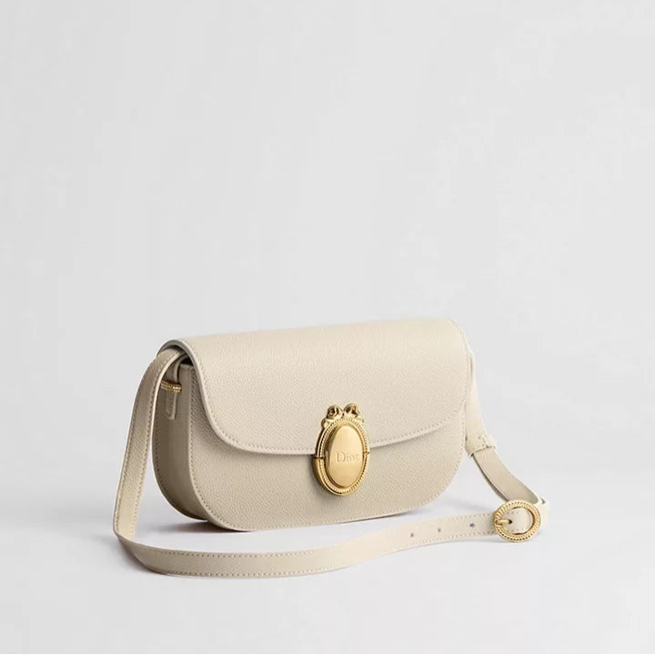 Dior Medium Dior Médaillon Flap Bag "White Grained Calfskin"