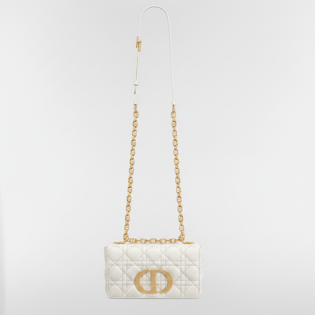 Dior Small Dior Caro Bag "Ivory Supple Cannage Calfskin"
