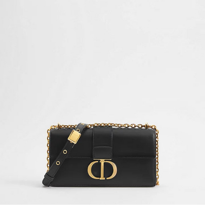 Dior 30 Montaigne East-West Bag with Chain Black Calfskin