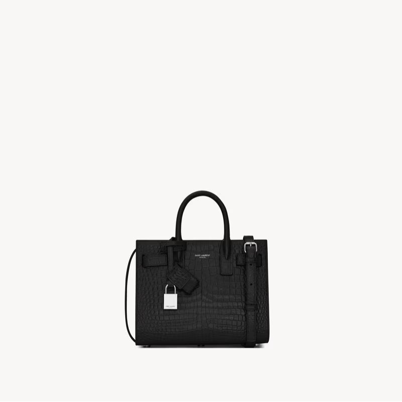 Saint Laurent Sac De Jour in Crocodile-Embossed Leather-Nano
