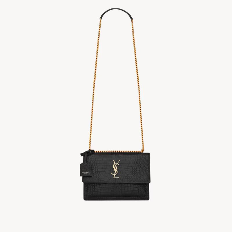 Saint Laurent Sunset Medium in Crocodile-Embossed Leather