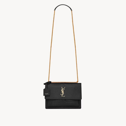 Saint Laurent Sunset Medium in Crocodile-Embossed Leather