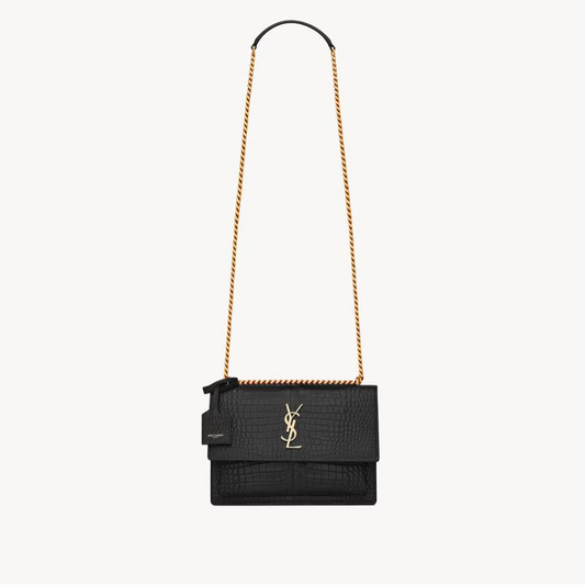 Saint Laurent Sunset Medium in Crocodile-Embossed Leather