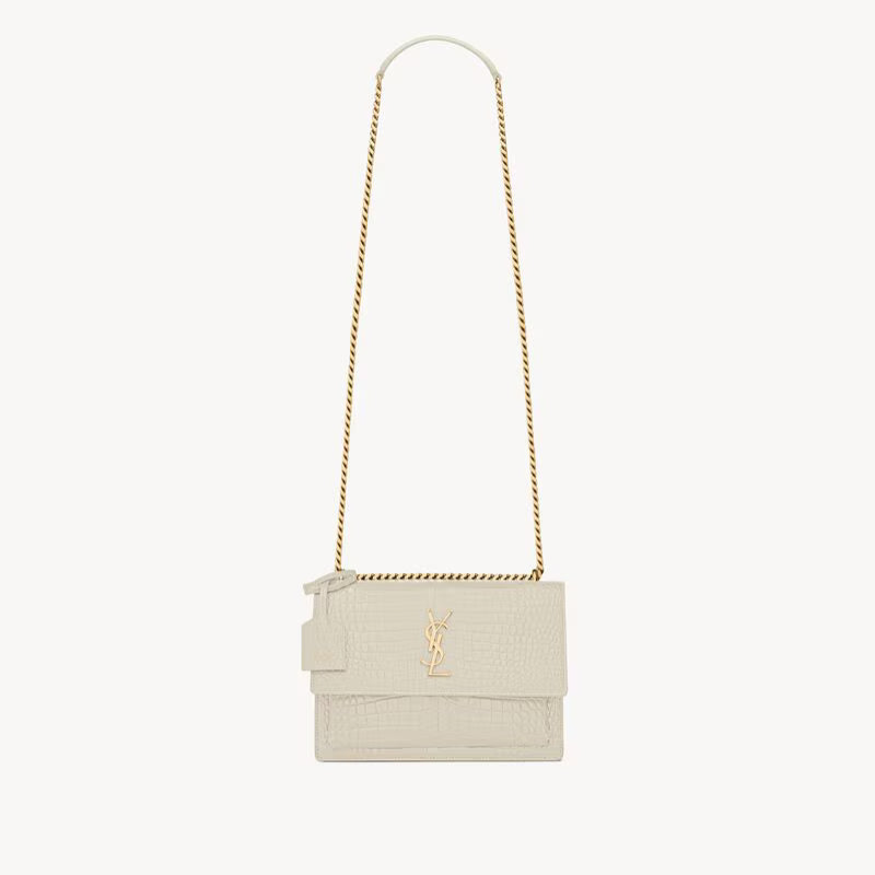 Saint Laurent Sunset Medium in Crocodile-Embossed Leather
