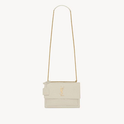 Saint Laurent Sunset Medium in Crocodile-Embossed Leather