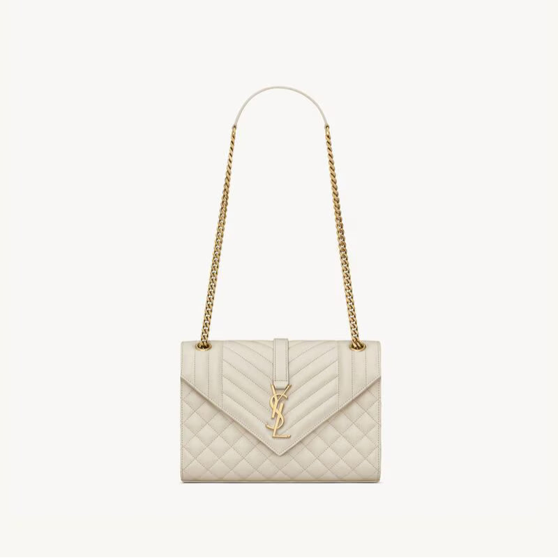 Saint Laurent Envlope Medium in Quilted Grain De Poudre Embossed Leather