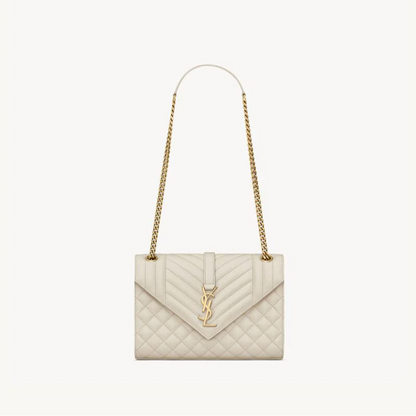 Saint Laurent Envlope Medium in Quilted Grain De Poudre Embossed Leather