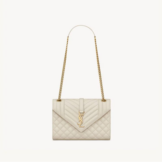 Saint Laurent Envlope Medium in Quilted Grain De Poudre Embossed Leather