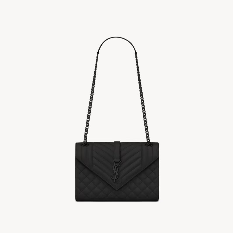 Saint Laurent Envlope Medium in Quilted Grain De Poudre Embossed Leather