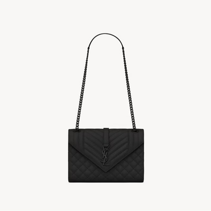 Saint Laurent Envlope Medium in Quilted Grain De Poudre Embossed Leather