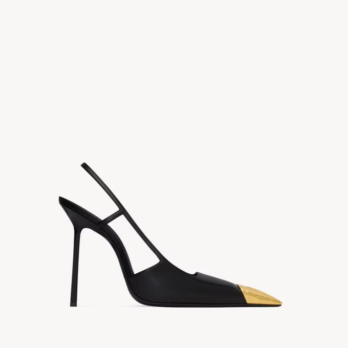 Saint Lauretn Jeanne Slingback Pumps 110mm "Black-Gold"