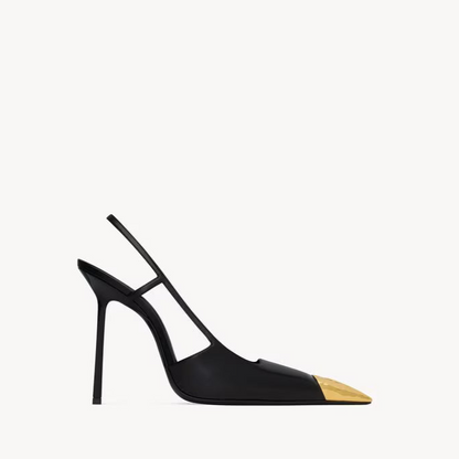Saint Lauretn Jeanne Slingback Pumps 110mm "Black-Gold"