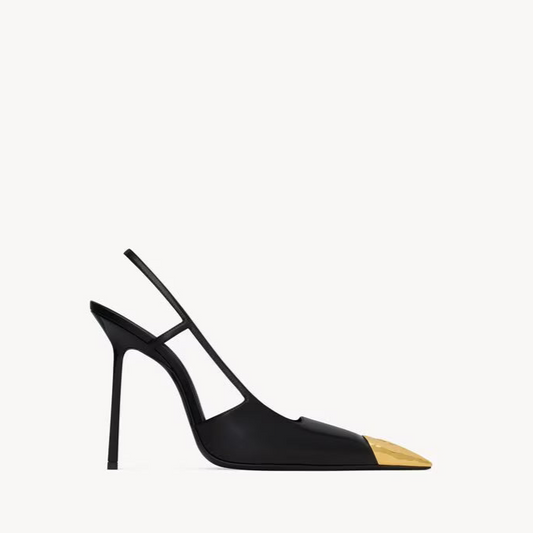 Saint Lauretn Jeanne Slingback Pumps 110mm "Black-Gold"