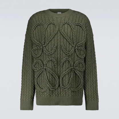 Loewe Cable Knitted Anagram Sweater "Green"