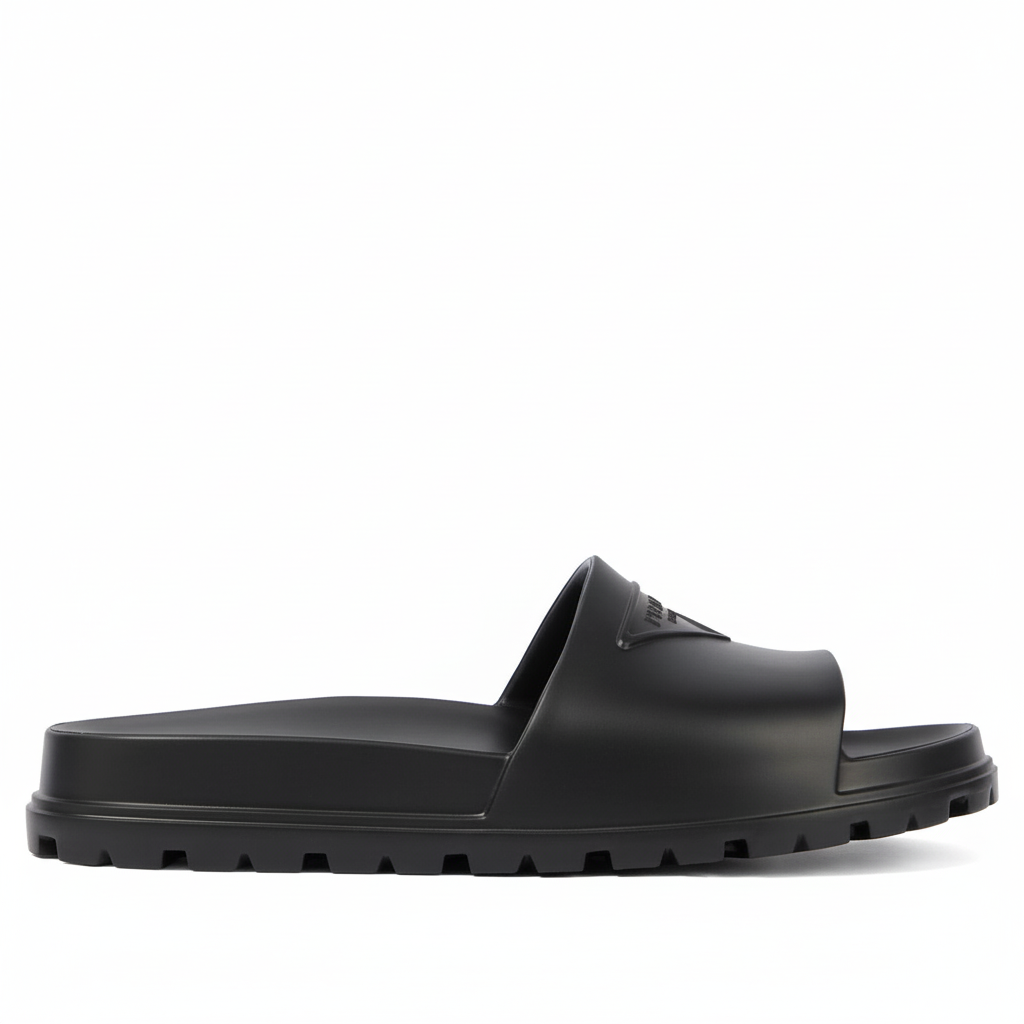 Prada Logo Rubber Slides "Black"