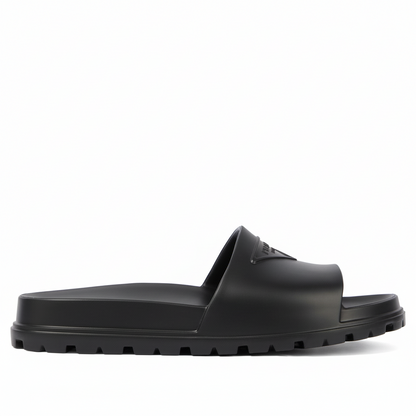 Prada Logo Rubber Slides "Black"