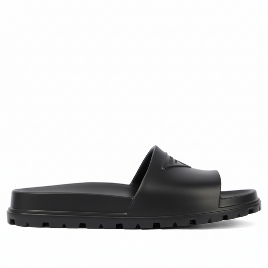 Prada Logo Rubber Slides "Black"