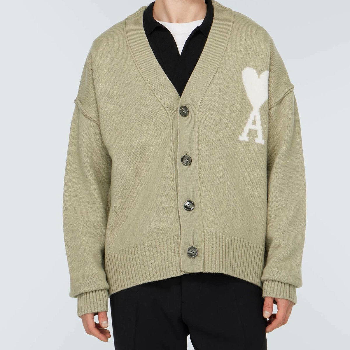 AMI Paris Ami De Coeur Cardigan "Beige"