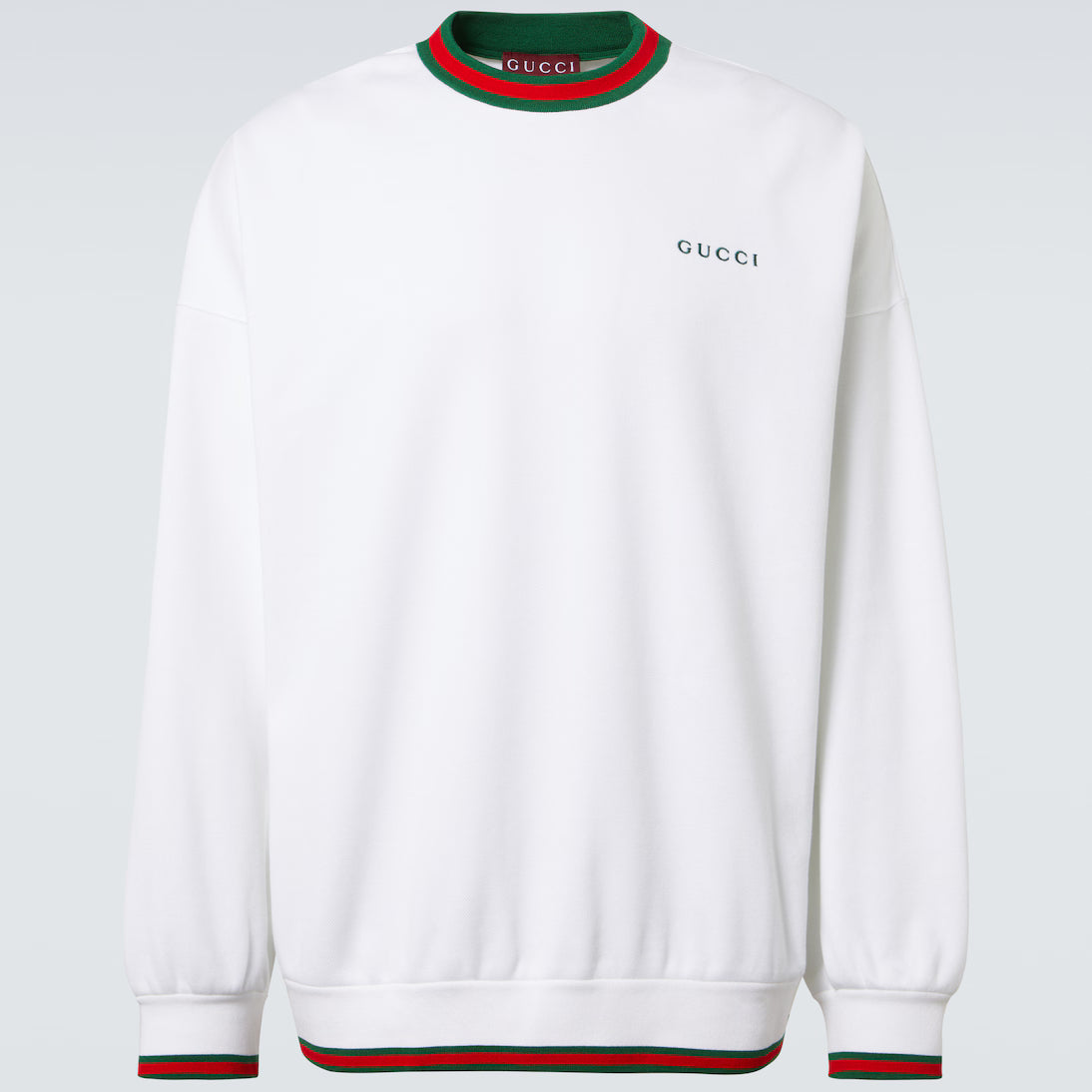 Gucci Cotton Piquet Sweatshirt with Web "White"