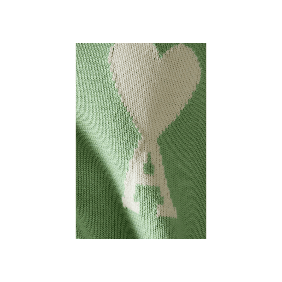 AMI Paris Ami De Coeur V-Neck Sweater "Light Green"