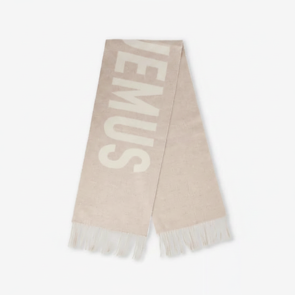 Jacquemus Logo Fringed Scarf "Cream"