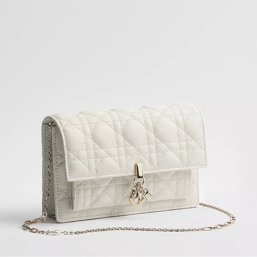 Dior My Dior Daily Pouch with Chain "Latte Cannage Lambskin"