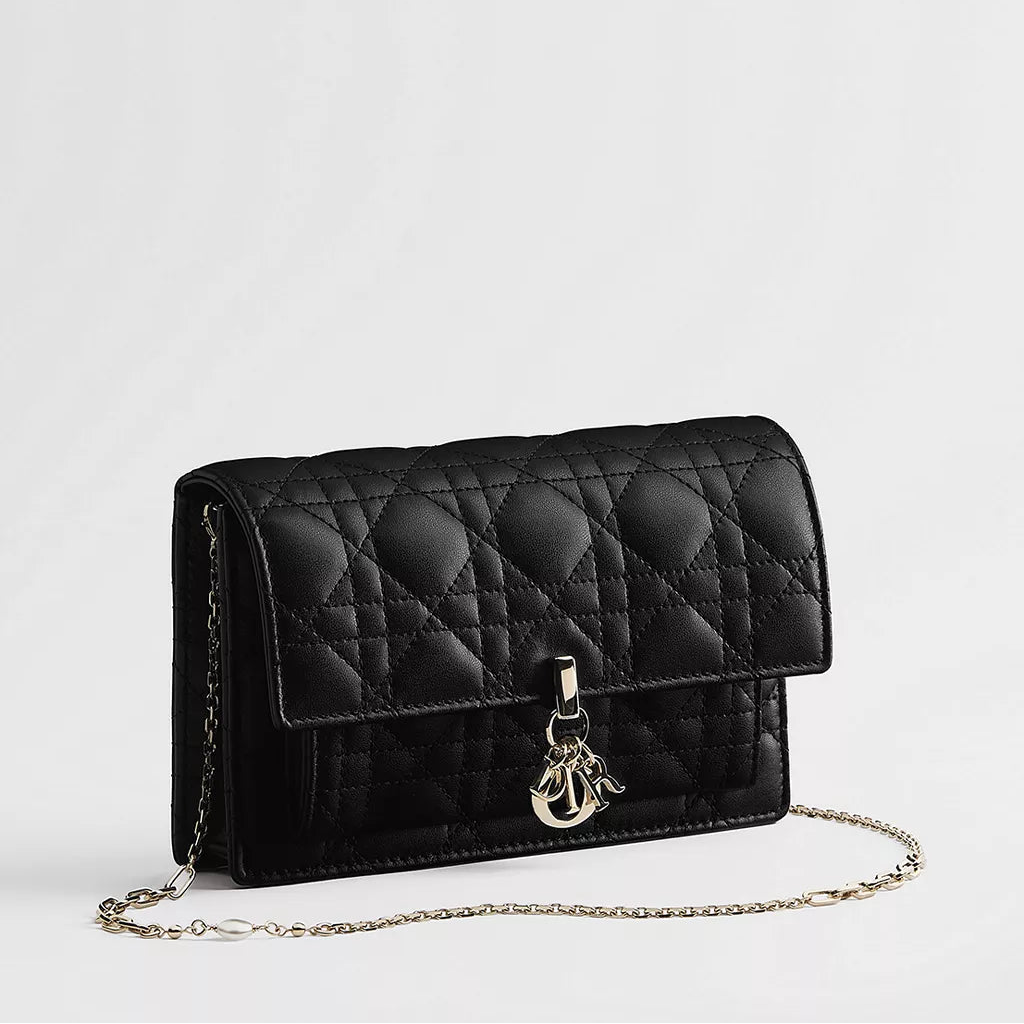 Dior My Dior Daily Pouch with Chain "Black Cannage Lambskin"