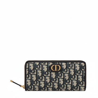 Dior 30 Montaigne Voyageur Long Wallet Blue Dior Oblique Jacquard