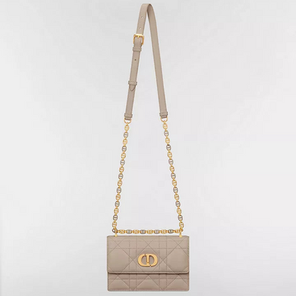 Dior Miss Caro Mini Bag "Powder Beige Macrocannage Lambskin"