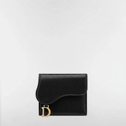 Dior Saddle Lotus Wallet Black Goatskin