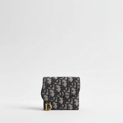 Dior Saddle Lotus Wallet "Beige and Black Dior Oblique Jacquard"
