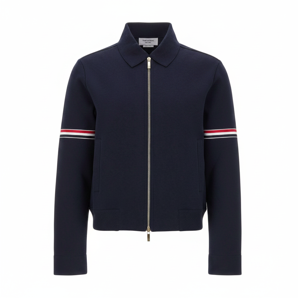 Thom Browne RWB Stripe Zipped Cardigan "Navy Blue"