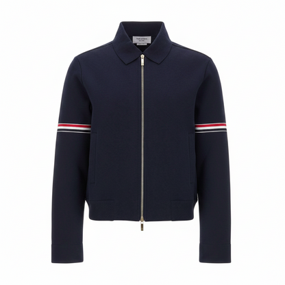 Thom Browne RWB Stripe Zipped Cardigan "Navy Blue"